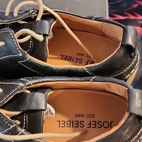 Men's Black Leather Casual Shoes Josef Seibel size eu 41(8)US NIB - Picture 2 of 9